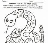 Than Greater Less Grade 1st Snake First Math Numbers Activities Coloring Equal Activity Identify sketch template