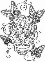 Skull Coloring Pages Sugar Skulls Designs Template Adult Printable Dead Patterns Candy Embroidery Urbanthreads Mariposas Tattoos Colouring Edition Top Butterfly sketch template