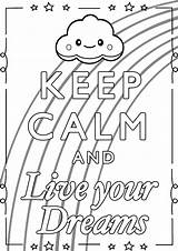 Coloring Calm Keep Dreams Pages Live Rainbow Cute Kids Print Adult Printable Justcolor Cloud Background Colouring Color Sheets Colorier Coloriage sketch template