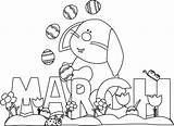 March Coloring Clipart Pages Month Bunny Easter Clip Spring Kids Outline Colouring Word Graphics Clipground Choose Board sketch template