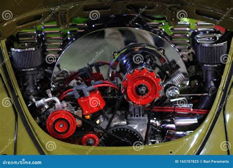volkswagen beetle   engine    restored  modified editorial image image