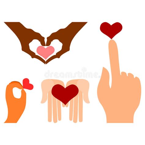 Hands And Heart Set Of Symbols Stock Vector Illustration Of Hand