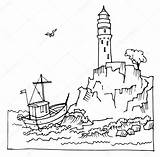 Cliff Drawing Lighthouses Lighthouse Coloring Pages Sea Template Getdrawings sketch template