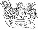 Coloring Pages Fruits Fruit Kids Printable Basket Colour Vegetables Bowl Drawing Sketch Para Colorir Frutas sketch template