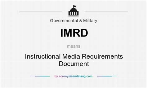 imrd instructional media requirements document  government