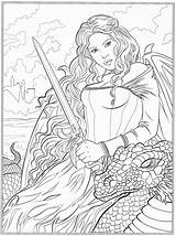 Coloring Pages Vampire Fantasy Adults Adult Fairy Books Dragon Colouring Book Dark Gothic Printable Sheets Color Print Lineart Amazon Selina sketch template