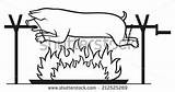 Pig Spit Roasted Clipart Roast Fire Vector Shutterstock Stock Grilled Logo Royalty Clipground sketch template