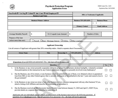 Ppp Fillable Application Form Printable Forms Free Online