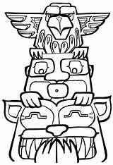 Totem Pole Coloring Pages Drawing Poles Clipart Print Printable Easy Kids Native American Designs Clip Totems Cliparts Colouring Outline Drawings sketch template