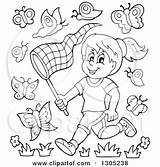 Clipart Girl Butterflies Cartoon Chasing Happy Butterfly Park Illustration Visekart Outline Royalty Vector Lineart 2021 Clipground Preview Brunette sketch template