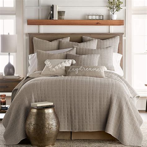 levtex home mills waffle twin quilt set taupe cotton waffle