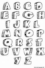 Bubble Letters Abc Graffiti Coloring Az Alphabets Pages Printable sketch template