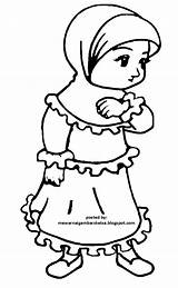 Muslim Ana Coloring Gambar Mewarnai Anak Cartoon Template Untuk Sketsa Muslimah sketch template