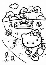 Kitty Hello Coloring Pages Cartoon Print Picnic Mewarnai Colouring Clipart Cliparts Princess Clip Color Kids Book Printable Hitam Putih Butterfly sketch template