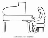 Piano Playing Girl Vector Shutterstock sketch template