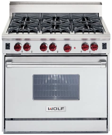 wolf    pro style gas range   dual brass open burners  cu ft convection