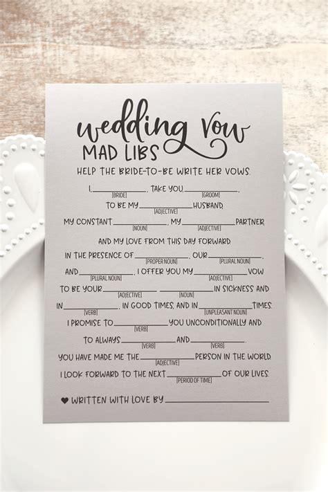 wedding vows mad libs  printable