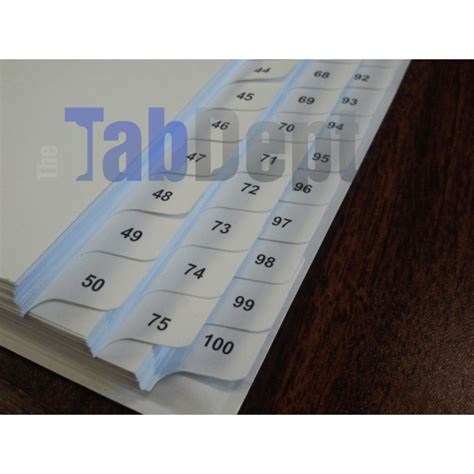 numbered legal index tabs