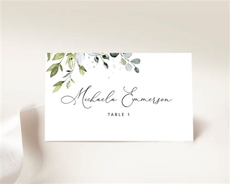 wedding  cards greenery wedding place cards editable template