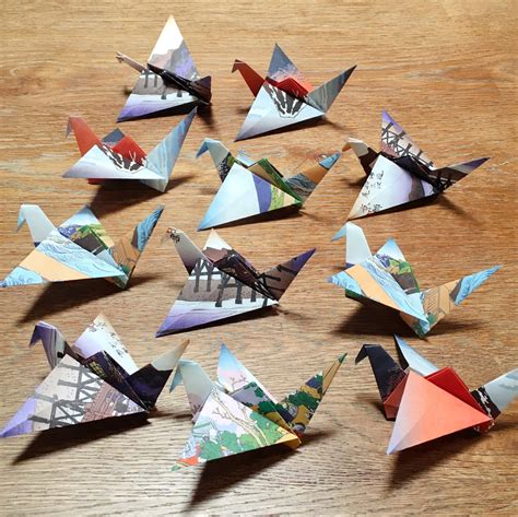 soul  japan cranes ten  folded origami flying cranes etsy