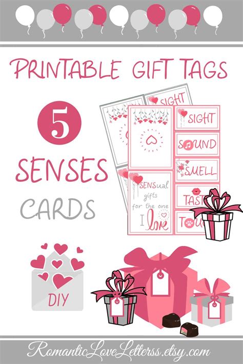 senses gift cards tags printable gift cards romantic gifts