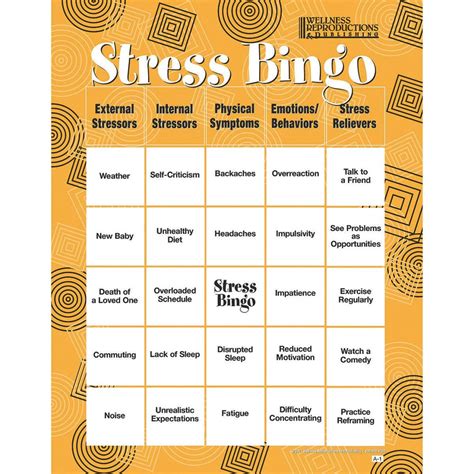 stress bingo game  adults creativetherapystore