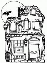 Halloween Coloring House Pages Haunted Spooky Printable Castle Scary Drawing Color Print Creepy Moon Kids Houses Clipart Happy Big Kid sketch template
