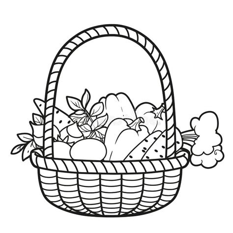 vegetables basket coloring page stock illustrations  vegetables