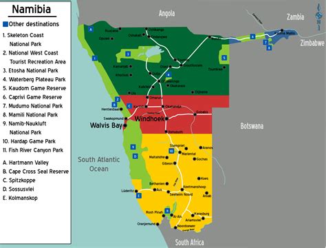 landkarte namibia karte regionen weltkartecom karten und