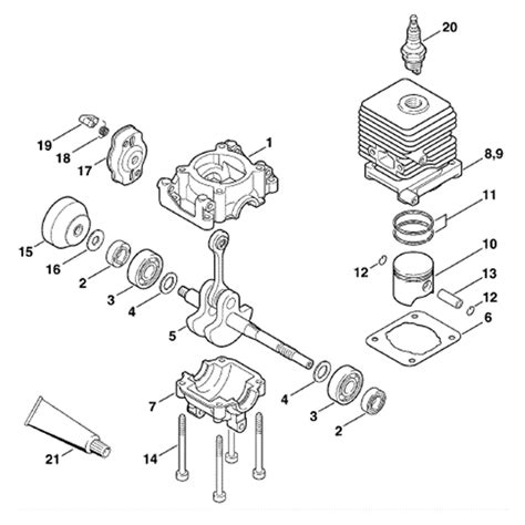 stihl km   engine km   parts diagram crankcase cylinder