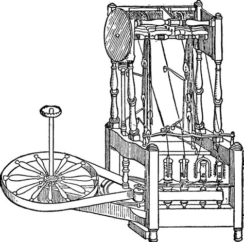 maquina de hilar de arkwright ilustracion vintage  vector en