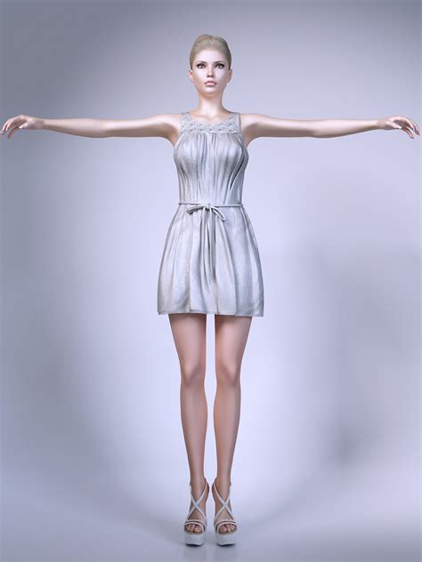 Girl Wearing Summer Dresses 3d Model Max Obj Fbx