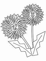 Dandelion Coloring Pages Cartoon Flowers Flower Book Printable Color Kids Drawing Clipart Colouring Print Line Coloringpagebook Drawings Library Advertisement Spring sketch template