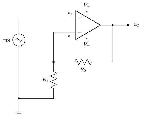 inverting op amp negative feedback tikznet