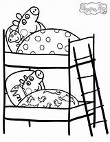 Bed Coloring Pages Peppa Pig Sleep Print sketch template
