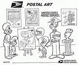 Office Coloring Postal Pages Service Kids Printable sketch template
