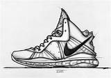 Lebron Coloring Template Shoe Sketch Pages Nike sketch template