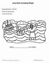 Jesus Water Walks Coloring Bible Pages Word Kids Arose sketch template