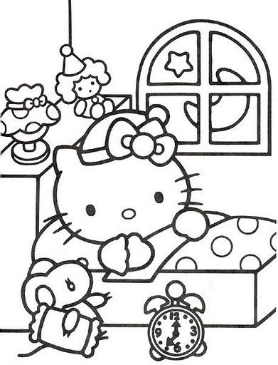 kitty ready  sleep  coloring pages