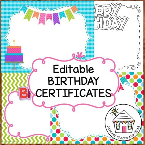 birthday certificates editable