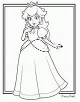 Peach Princess Coloring Pages Printable Mario Colouring Popular sketch template