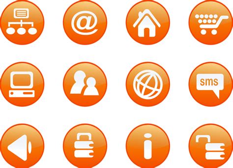 orange icons  stock photo collection   orange icon buttons
