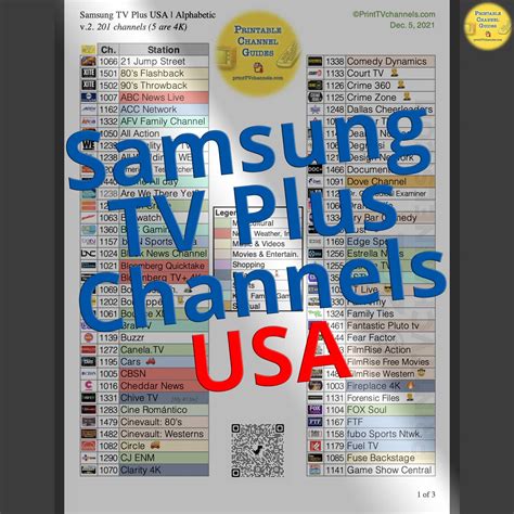 samsung tv  channels list printable prntbl