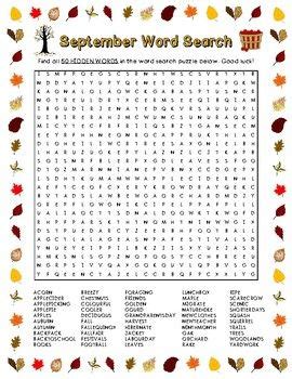 september themed word search   words