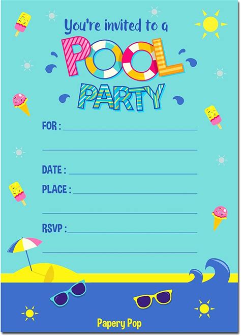 awesome pool party invitation template   images birthday