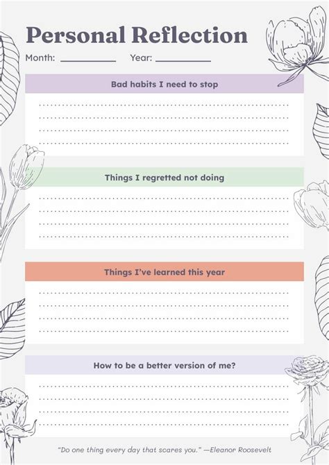 reflective journal  schedule planner template piktochart