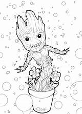 Groot Coloring Pages Chibi Baby Marvel Cute Colouring Drawing Printable Galaxy Color Adult Book Christmas Deviantart Suhng Sorah Sheets Visit sketch template