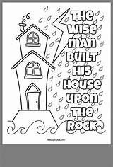 Coloring Rock House Pages Wise School Sunday Man Built Bible Jesus Activities Printable Color Sheets Upon Sheet Colouring Kids Lessons sketch template