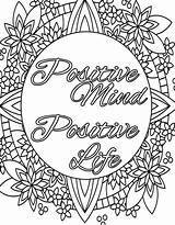 Coloring Positive Pages Mind Motivational Printable Print sketch template