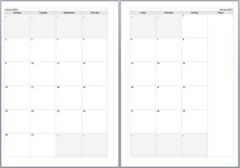 philofaxy  source files    monthly diary layouts